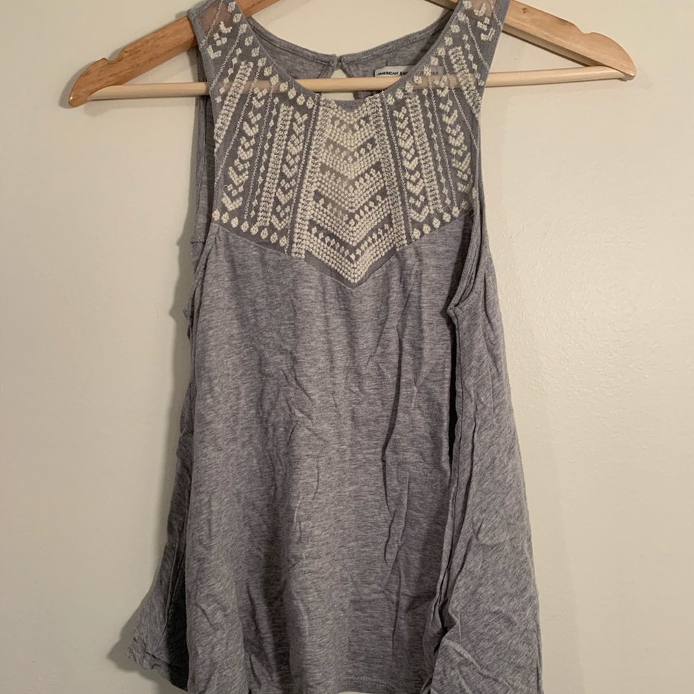 American Eagle Sheer Embroidered Tank Top